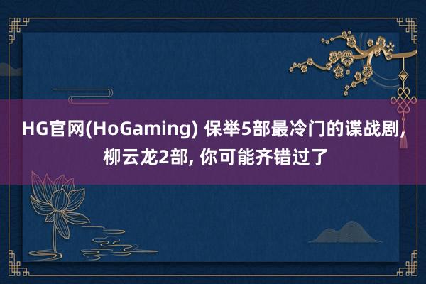 HG官网(HoGaming) 保举5部最冷门的谍战剧, 柳云龙2部, 你可能齐错过了