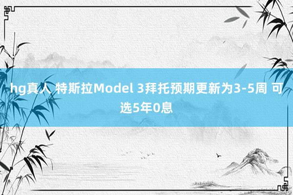hg真人 特斯拉Model 3拜托预期更新为3-5周 可选5年0息