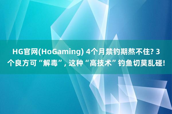 HG官网(HoGaming) 4个月禁钓期熬不住? 3个良方可“解毒”, 这种“高技术”钓鱼切莫乱碰!