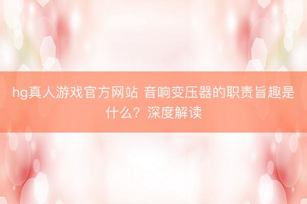 hg真人游戏官方网站 音响变压器的职责旨趣是什么？深度解读