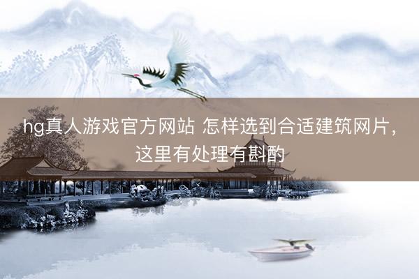 hg真人游戏官方网站 怎样选到合适建筑网片，这里有处理有斟酌