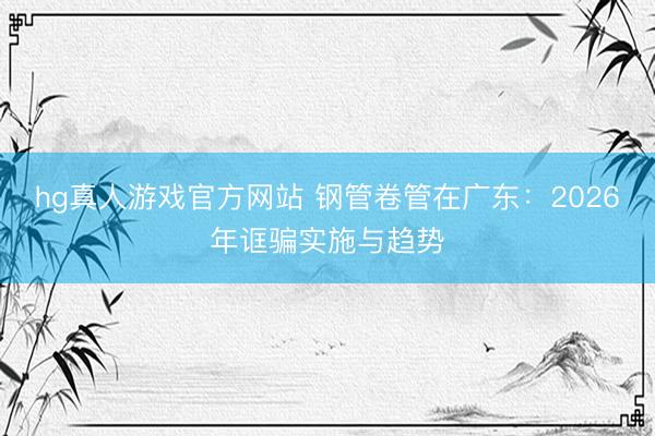 hg真人游戏官方网站 钢管卷管在广东:2026年诓骗实施与趋势