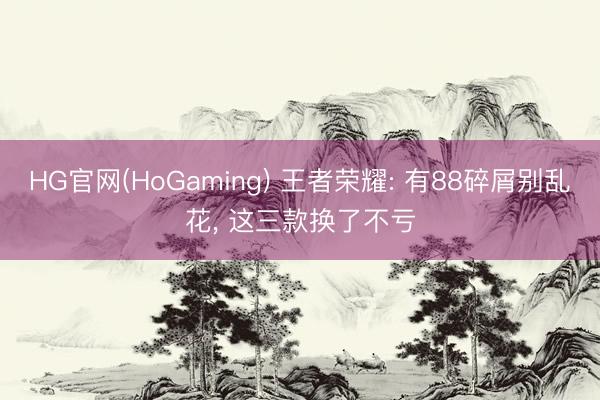 HG官网(HoGaming) 王者荣耀: 有88碎屑别乱花， 这三款换了不亏