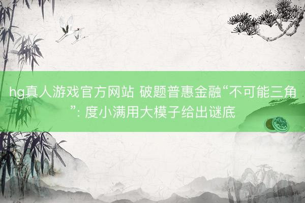 hg真人游戏官方网站 破题普惠金融“不可能三角”: 度小满用大模子给出谜底